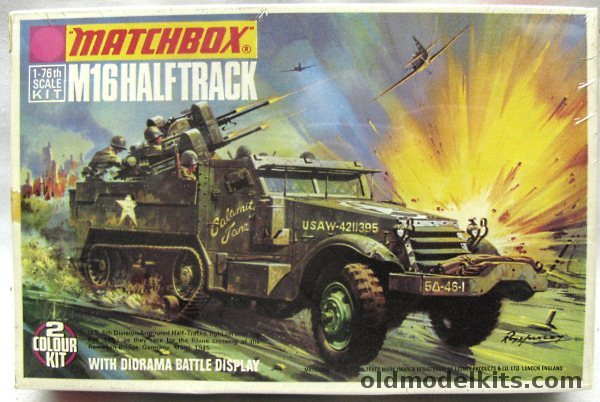 Matchbox 1/76 M16 Half Track with Quad 50 Caliber Machine Guns with Diorama Display Base, PK78 plastic model kit